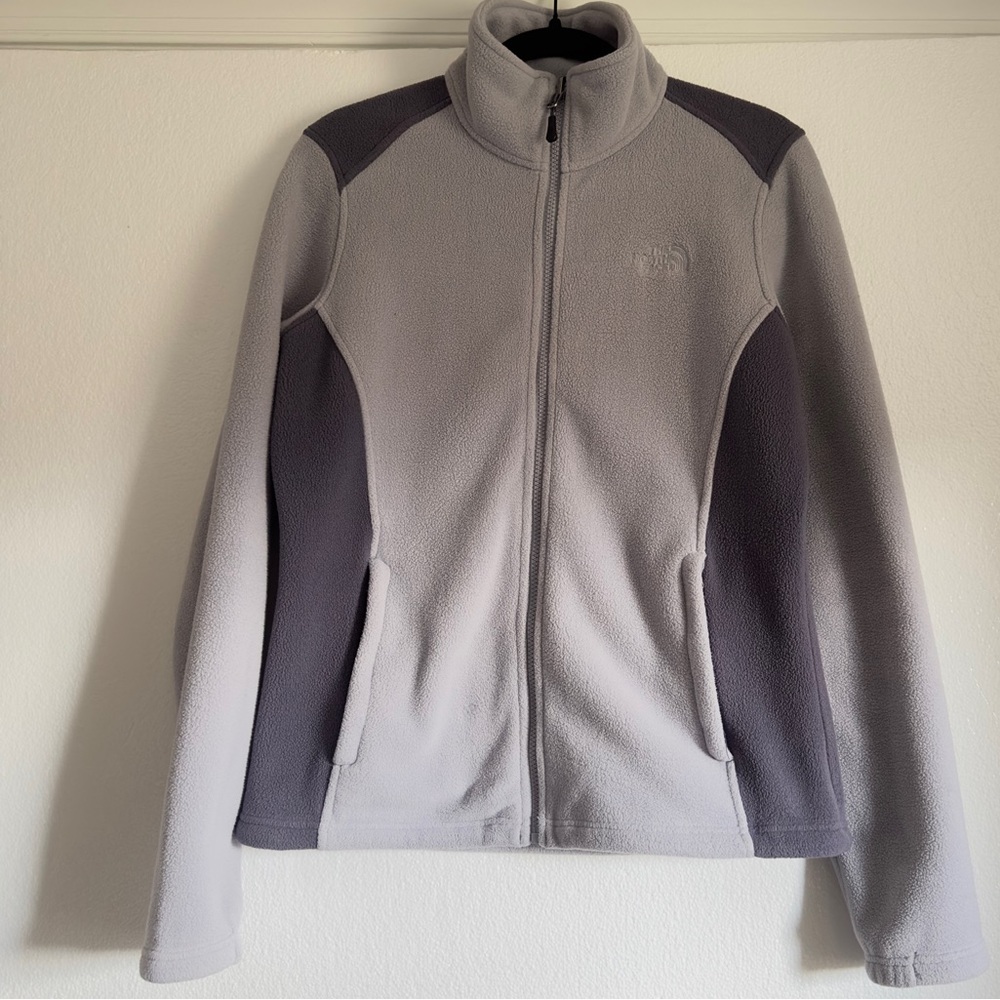 The North Face Full Zip Fleece Jacket Lilac Purple Colorblock Women Size Medium - Picture 1 of 11